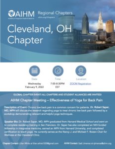 AIHM Cleveland Chapter Global Event- Dr. Robert Saper, MD, MPH